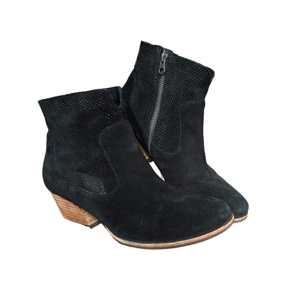 Kork-Ease Sherill Booties Ankle Boots Heels Suede Leather Zip Black Womens 9 - Picture 2 of 11